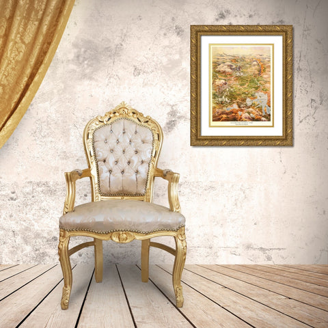Yellowstone National Park Gold Ornate Wood Framed Art Print with Double Matting by Vintage Places