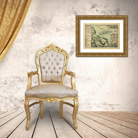 Siege of Quebec City 1670 Gold Ornate Wood Framed Art Print with Double Matting by Vintage Places