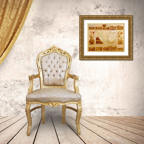 Agricultural Map of Mexico Gold Ornate Wood Framed Art Print with Double Matting by Vintage Maps