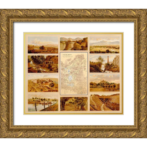Mexican Landscapes Gold Ornate Wood Framed Art Print with Double Matting by Vintage Maps