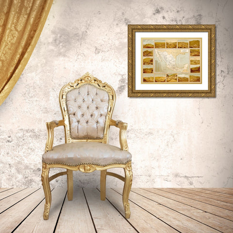 Mineralogical Map of Mexico Gold Ornate Wood Framed Art Print with Double Matting by Vintage Maps