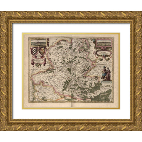 Maps of Hainot Belgium Gold Ornate Wood Framed Art Print with Double Matting by Vintage Maps
