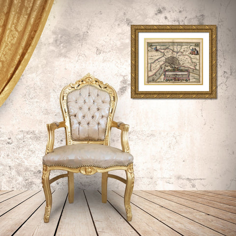Map of Antwerp Belgium Gold Ornate Wood Framed Art Print with Double Matting by Vintage Maps
