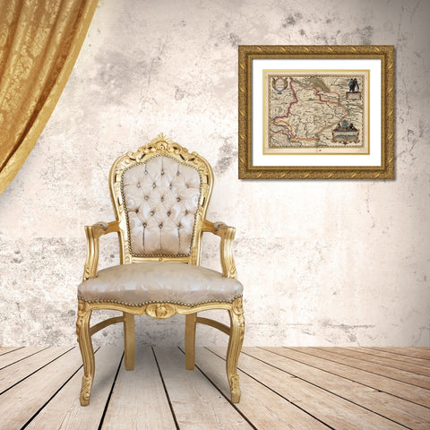 Map of the area around Zutphanis Netherlands Gold Ornate Wood Framed Art Print with Double Matting by Vintage Maps