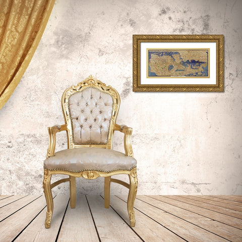 Arabic Map of the Mediterranean Gold Ornate Wood Framed Art Print with Double Matting by Vintage Maps