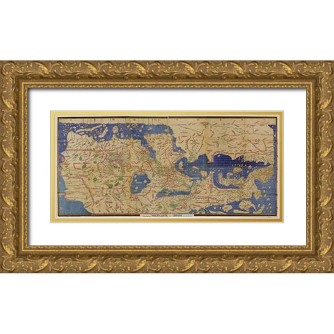 Arabic Map of the Mediterranean Gold Ornate Wood Framed Art Print with Double Matting by Vintage Maps