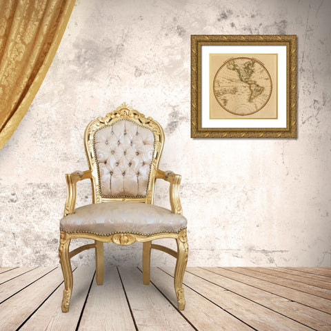 Western Hemisphere 1817 Gold Ornate Wood Framed Art Print with Double Matting by Vintage Maps