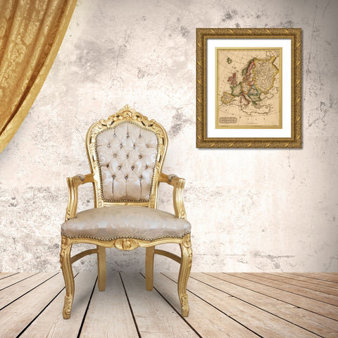 Europe 1817 Gold Ornate Wood Framed Art Print with Double Matting by Vintage Maps