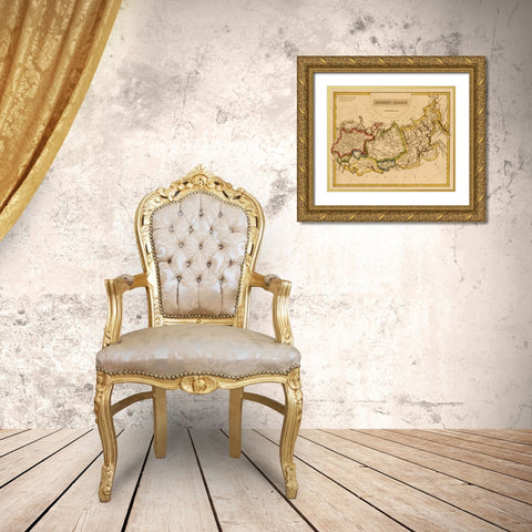 Russian Empire 1817 Gold Ornate Wood Framed Art Print with Double Matting by Vintage Maps