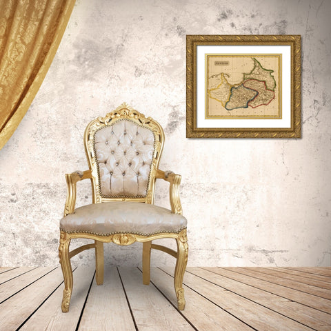 Prussia 1817 Gold Ornate Wood Framed Art Print with Double Matting by Vintage Maps