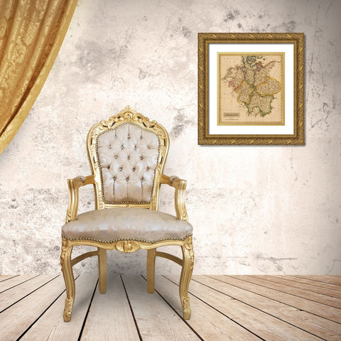 Germany 1817 Gold Ornate Wood Framed Art Print with Double Matting by Vintage Maps