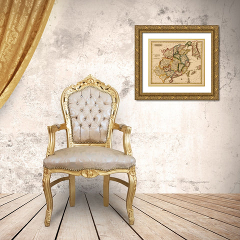 China 1817 Gold Ornate Wood Framed Art Print with Double Matting by Vintage Maps