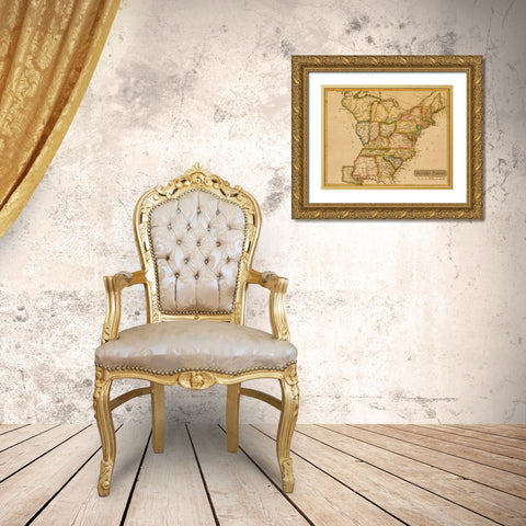 United States 1817 Gold Ornate Wood Framed Art Print with Double Matting by Vintage Maps