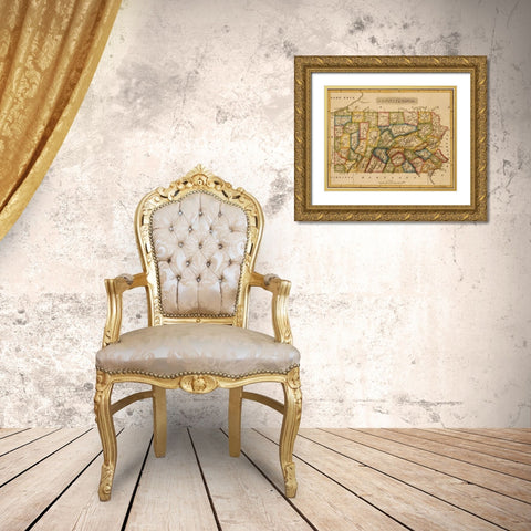 Pennsylvania 1817 Gold Ornate Wood Framed Art Print with Double Matting by Vintage Maps