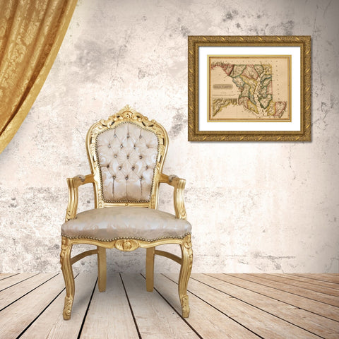 Maryland 1817 Gold Ornate Wood Framed Art Print with Double Matting by Vintage Maps