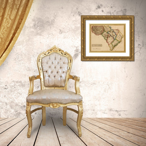 South Carolina 1817 Gold Ornate Wood Framed Art Print with Double Matting by Vintage Maps