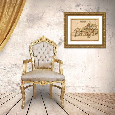 Kentucky 1817 Gold Ornate Wood Framed Art Print with Double Matting by Vintage Maps