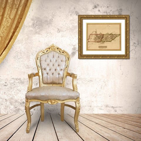 Tennessee 1817 Gold Ornate Wood Framed Art Print with Double Matting by Vintage Maps