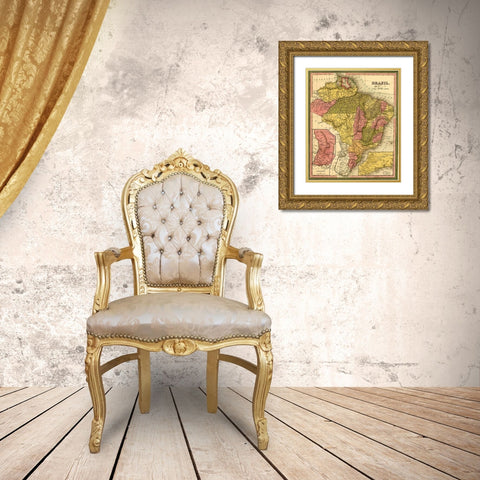 Brazil 1846 Gold Ornate Wood Framed Art Print with Double Matting by Vintage Maps