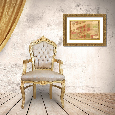Manhattan Island 1862 Gold Ornate Wood Framed Art Print with Double Matting by Vintage Maps