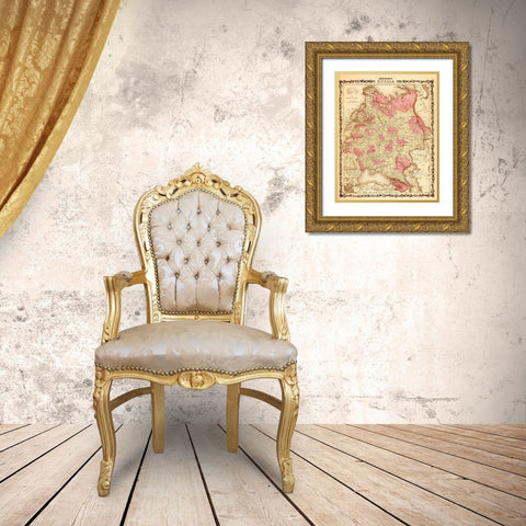 Russia 1862 Gold Ornate Wood Framed Art Print with Double Matting by Vintage Maps