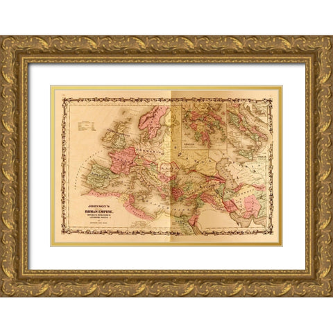 Roman Empire Gold Ornate Wood Framed Art Print with Double Matting by Vintage Maps