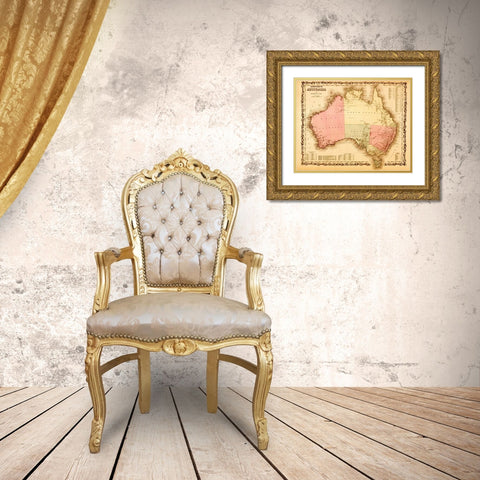 Australia 1862 Gold Ornate Wood Framed Art Print with Double Matting by Vintage Maps