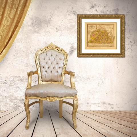 Virginia 1844 Gold Ornate Wood Framed Art Print with Double Matting by Vintage Maps