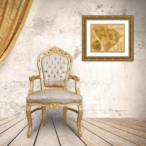 South Carolina 1844 Gold Ornate Wood Framed Art Print with Double Matting by Vintage Maps