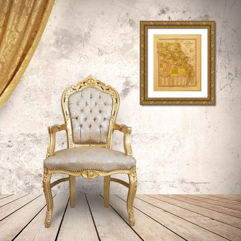Missouri 1844 Gold Ornate Wood Framed Art Print with Double Matting by Vintage Maps