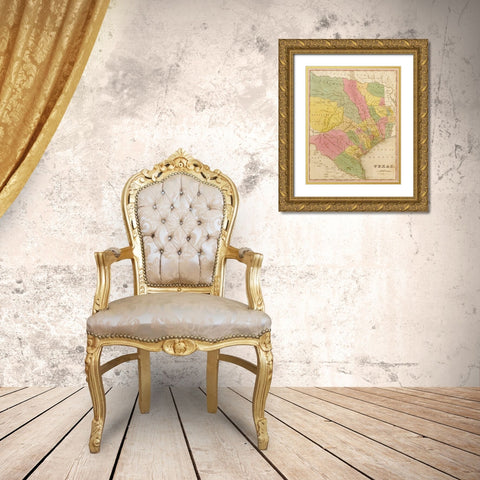 Texas 1844 Gold Ornate Wood Framed Art Print with Double Matting by Vintage Maps