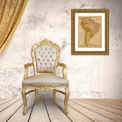 South America 1844 Gold Ornate Wood Framed Art Print with Double Matting by Vintage Maps