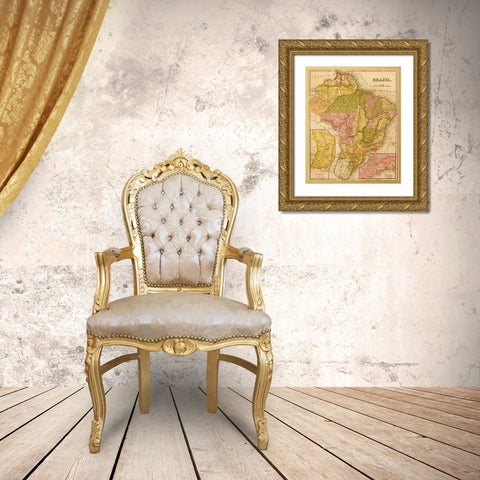 Brazil 1844 Gold Ornate Wood Framed Art Print with Double Matting by Vintage Maps