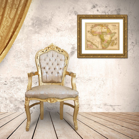 Africa 1844 Gold Ornate Wood Framed Art Print with Double Matting by Vintage Maps