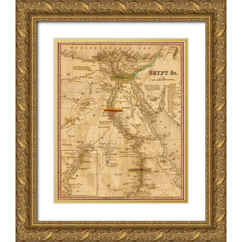 Egypt 1844 Gold Ornate Wood Framed Art Print with Double Matting by Vintage Maps