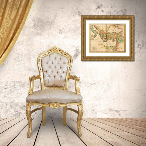 Countries travelled by the Apostles Gold Ornate Wood Framed Art Print with Double Matting by Vintage Maps