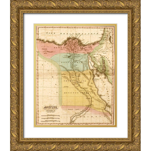 Ancient Egypt Gold Ornate Wood Framed Art Print with Double Matting by Vintage Maps