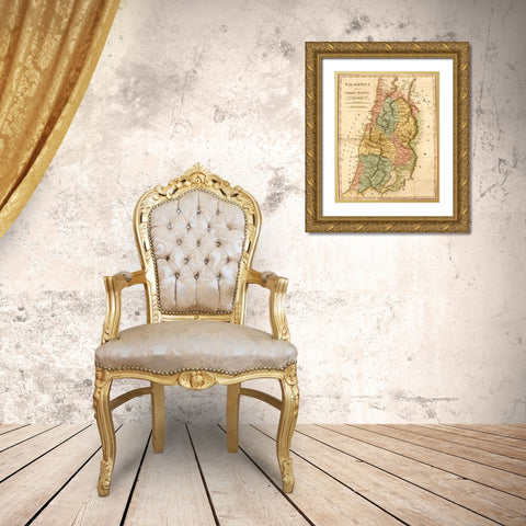 Holy Land of Palestine Gold Ornate Wood Framed Art Print with Double Matting by Vintage Maps