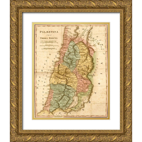Holy Land of Palestine Gold Ornate Wood Framed Art Print with Double Matting by Vintage Maps