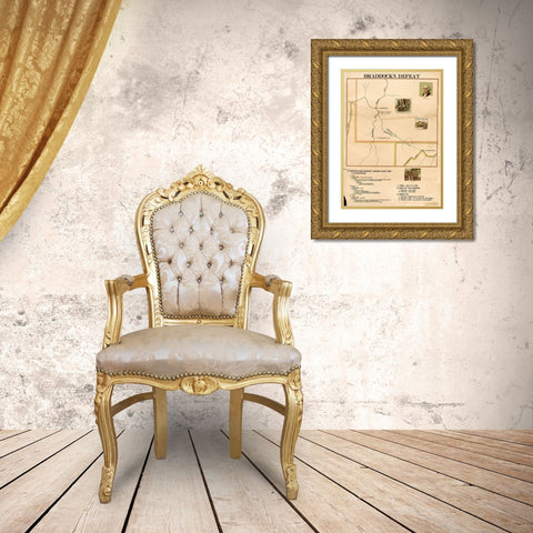 Braddocks Defeat Gold Ornate Wood Framed Art Print with Double Matting by Vintage Maps