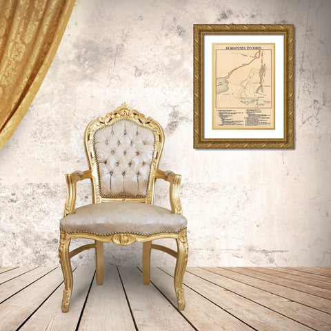 Burgoynes Invasion Gold Ornate Wood Framed Art Print with Double Matting by Vintage Maps