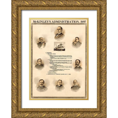McKinley Administration Gold Ornate Wood Framed Art Print with Double Matting by Vintage Maps