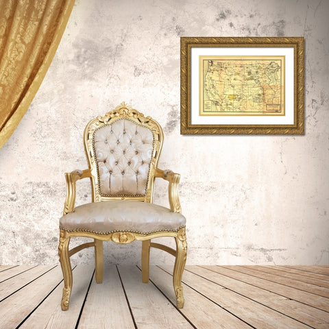 Indian Reservations West of the Mississippi 1923 Gold Ornate Wood Framed Art Print with Double Matting by Vintage Maps