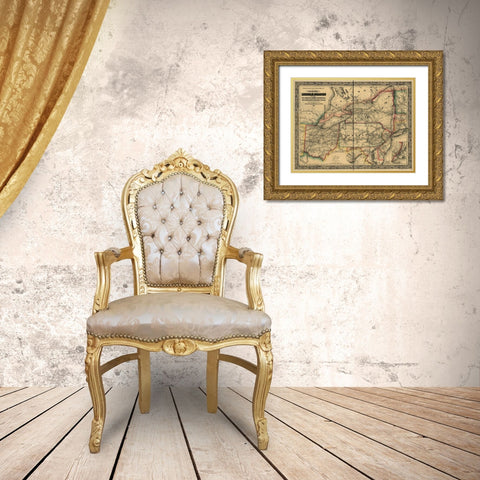 Civil War Railroad Map 1862 Gold Ornate Wood Framed Art Print with Double Matting by Vintage Maps