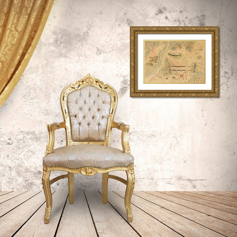Mexican War Battle Map 1848 Gold Ornate Wood Framed Art Print with Double Matting by Vintage Maps