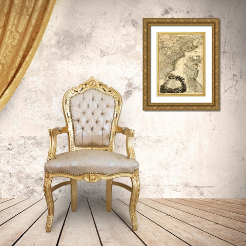 Theatre of War 1779 Gold Ornate Wood Framed Art Print with Double Matting by Vintage Maps