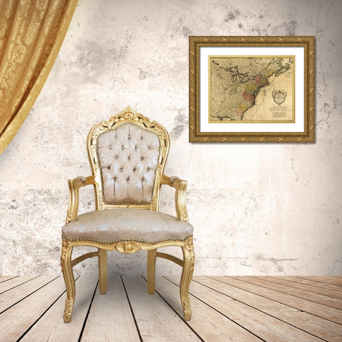 Eighteenth Century Map of the United States 1784 Gold Ornate Wood Framed Art Print with Double Matting by Vintage Maps