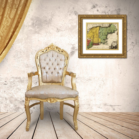British Colonization in Canada and New England 1770 Gold Ornate Wood Framed Art Print with Double Matting by Vintage Maps