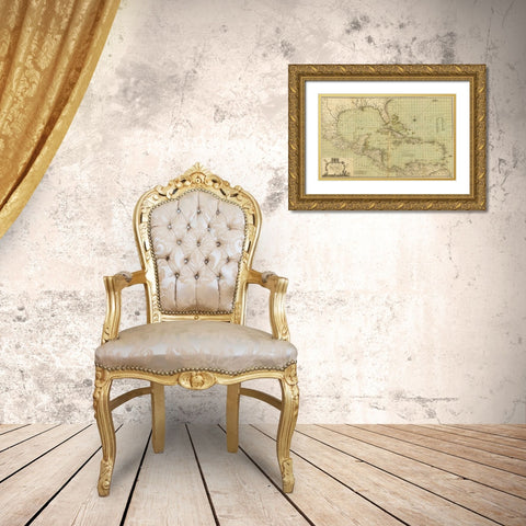 Chart of the West Indies 1796 Gold Ornate Wood Framed Art Print with Double Matting by Vintage Maps