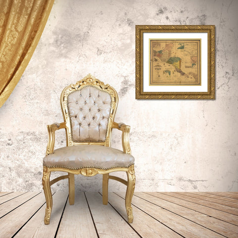 States of Central America 1862 Gold Ornate Wood Framed Art Print with Double Matting by Vintage Maps